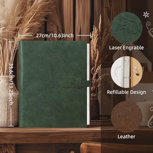 Artmag Photo Album 4x6 320 Photos, Thick Leather Cover Picture Album with 20 PCS Kraft Writing Paper Holds 320 Vertical Photos for Family Wedding Anniversary (Dark Green) - Image 2
