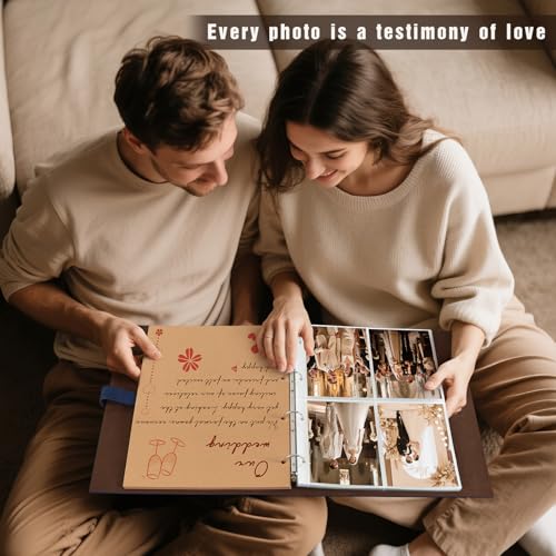 Artmag Photo Album 4x6 320 Photos, Thick Leather Cover Picture Album with 20 PCS Kraft Writing Paper Holds 320 Vertical Photos for Family Wedding Anniversary (Dark Green) - Image 5