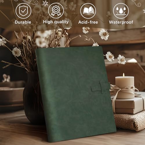 Artmag Photo Album 4x6 320 Photos, Thick Leather Cover Picture Album with 20 PCS Kraft Writing Paper Holds 320 Vertical Photos for Family Wedding Anniversary (Dark Green) - Image 4