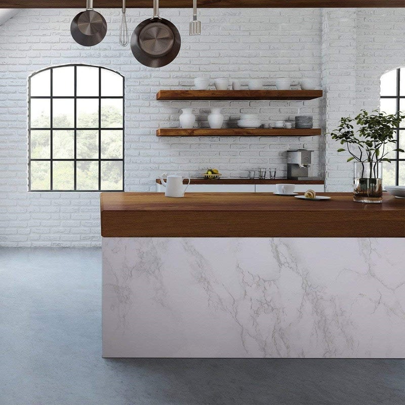 practicalWs Vinyl Marble Contact Paper Roll - 24 x 118 inches, Grey and White Marble Wallpaper for Cabinets and Furniture - Image 4