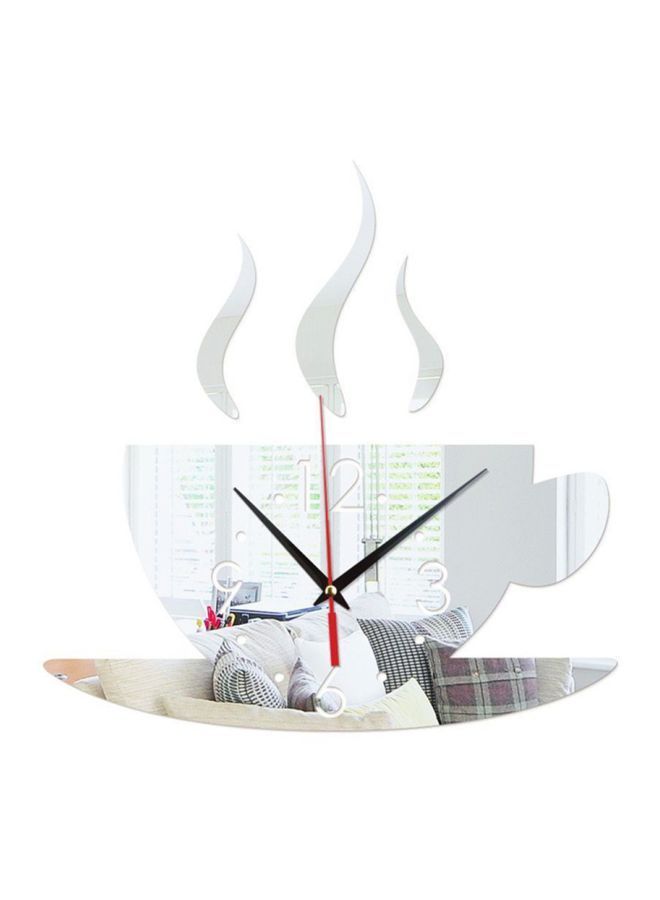 NIBEMINENT Decorative Cup Clock Wall Sticker Silver/Black/Red 28 x 28cm - Image 1