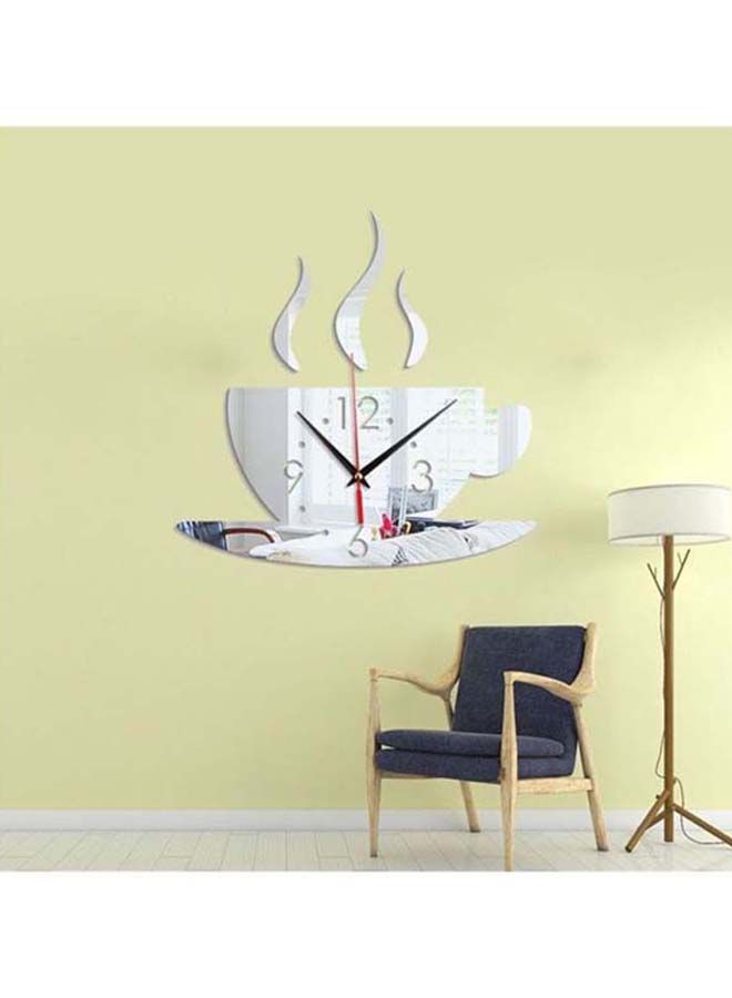 NIBEMINENT Decorative Cup Clock Wall Sticker Silver/Black/Red 28 x 28cm - Image 2
