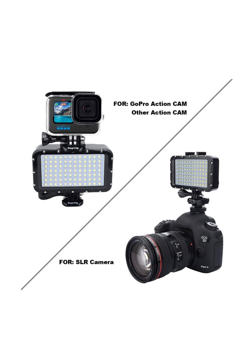 Suptig - Underwater Lights Dive Light 84 Led High Power Dimmable Waterproof Led Video Light Waterproof 164Ft(50M) For Gopro Canon Nikon Pentax Panasonic Sony Samsung Slr Cameras Black - Image 1
