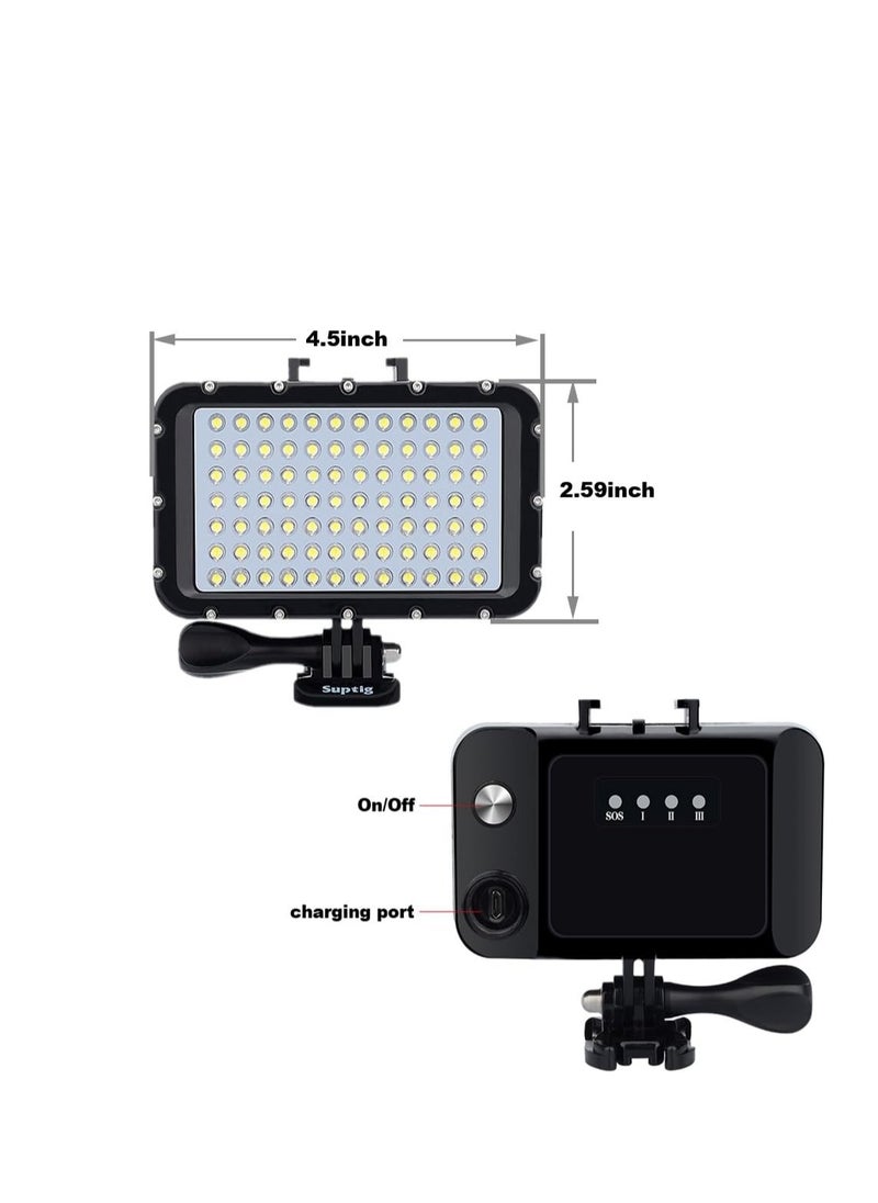Suptig - Underwater Lights Dive Light 84 Led High Power Dimmable Waterproof Led Video Light Waterproof 164Ft(50M) For Gopro Canon Nikon Pentax Panasonic Sony Samsung Slr Cameras Black - Image 1