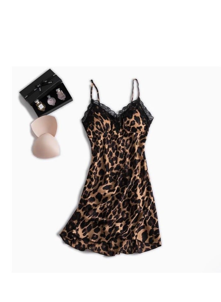Fashionable Leopard Print Comfortable Home Wear Nightgown - Image 1