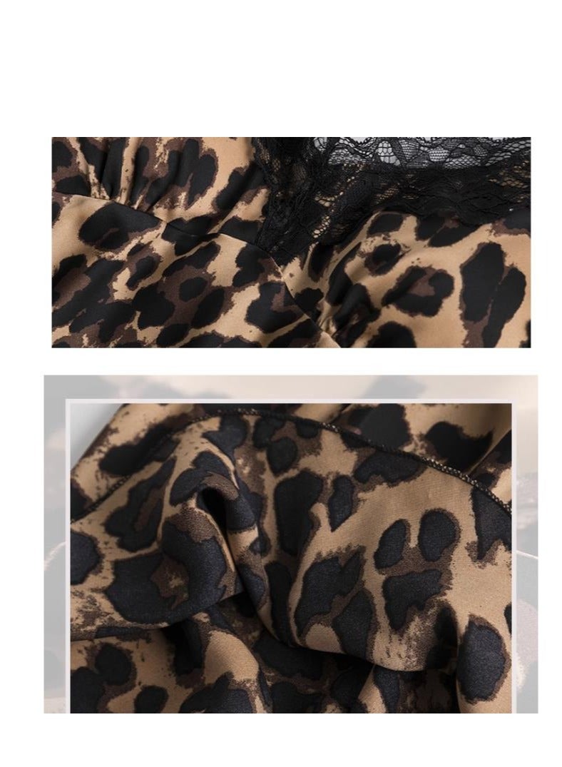 Fashionable Leopard Print Comfortable Home Wear Nightgown - Image 3