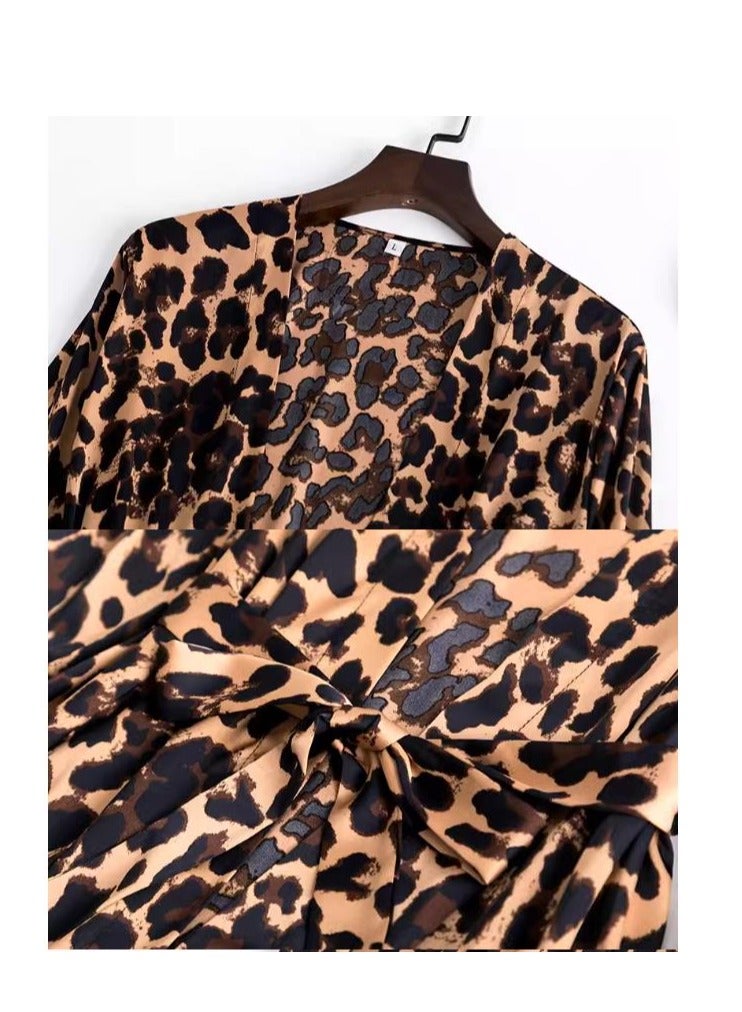 Fashionable Leopard Print Comfortable Home Wear Nightgown - Image 4