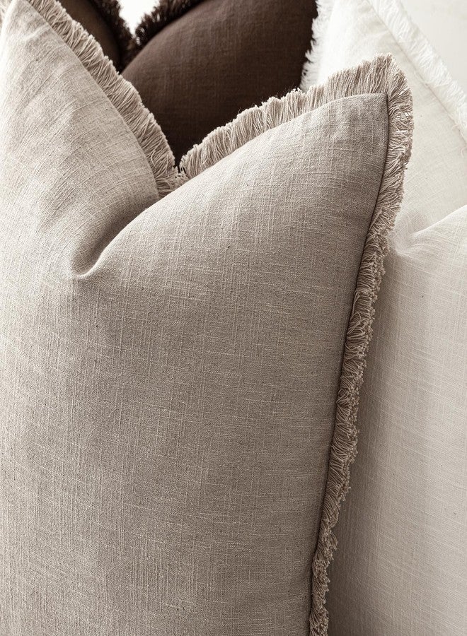 Foindtower Decorative Linen Fringe Lumbar Throw Pillow Covers Boho Farmhouse Cushion Cover with Tassel Soft Accent Pillowcase for Sofa Bed Living Room Home Decor, 12×24 Inch,1PC,Natural Linen - Image 5