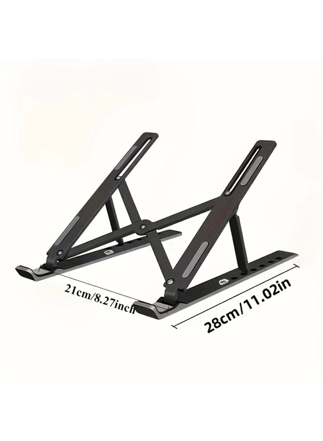 Black Adjustable Laptop Stand Portable Folding Cooling Desktop Tablet Stand 7 Height Levels Durable ABS - Image 2