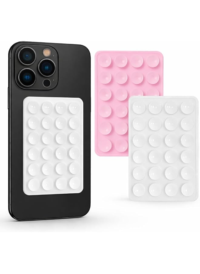 S-TOP Silicone Suction Phone Case- 2 Pack Suction Phone holder-Pink & white-Hands Free Use-Sticky Suction Phone Case - Image 1