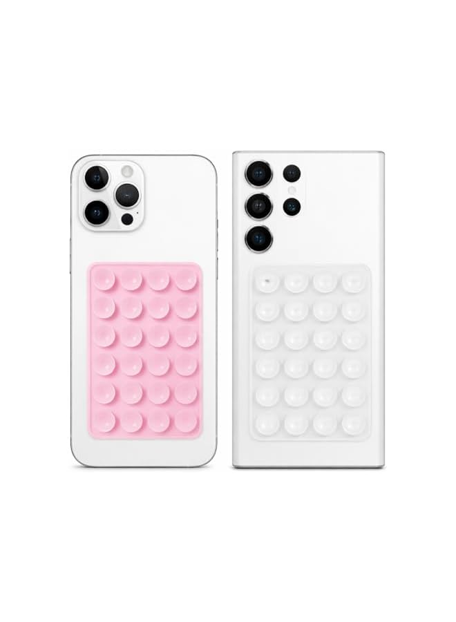 S-TOP Silicone Suction Phone Case- 2 Pack Suction Phone holder-Pink & white-Hands Free Use-Sticky Suction Phone Case - Image 3