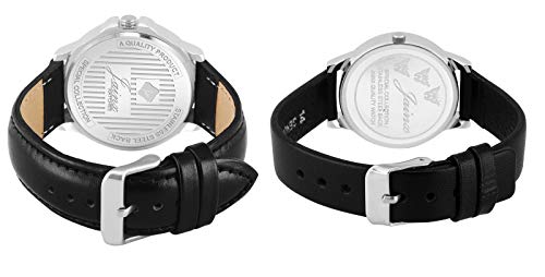 jainx Day and Date Black Leather Strap Analog Wrist Watch for Couple - JC454 - Image 2