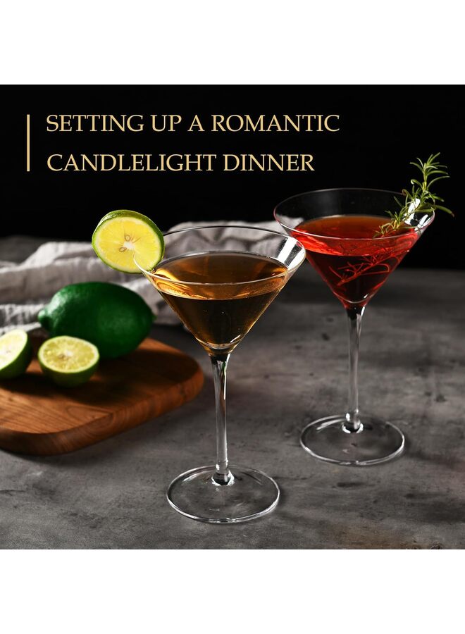 قطع من أكواب المارتيني، أكواب كوكتيل كريستالية سعة 9 أونصة، أكواب مارتيني كريستالية منفوخة يدويًا لمشروبات الإسبريسو مارتيني، كوزموبوليتان، جيمليت، بار منزلي، حفلات - Image 4