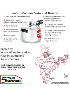 Hawkins Hawkins Contura Aluminium Pressure Cooker, 6.5 Litres, Silver  - Image 4