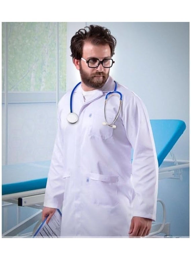 Dr Uniform Premium Classic Lab Coat for Men, White, Professional Medical Coat - Image 2