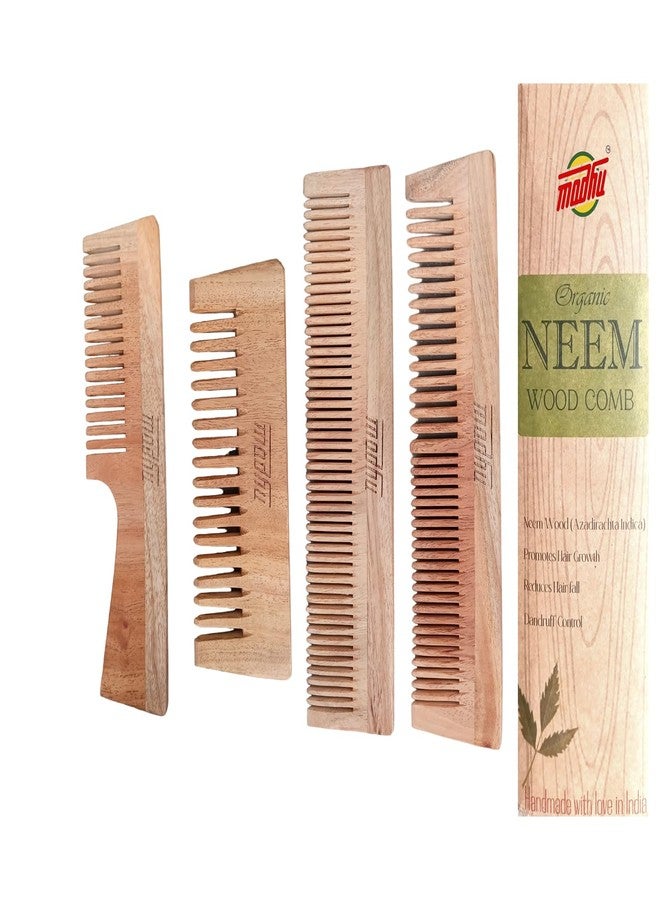 Madhu 100% Pure & Natural Neem Wood Comb | Promotes Hair Growth, Reduces Hair Fall & Control Dandruff (Combo Pack 4) - Image 3