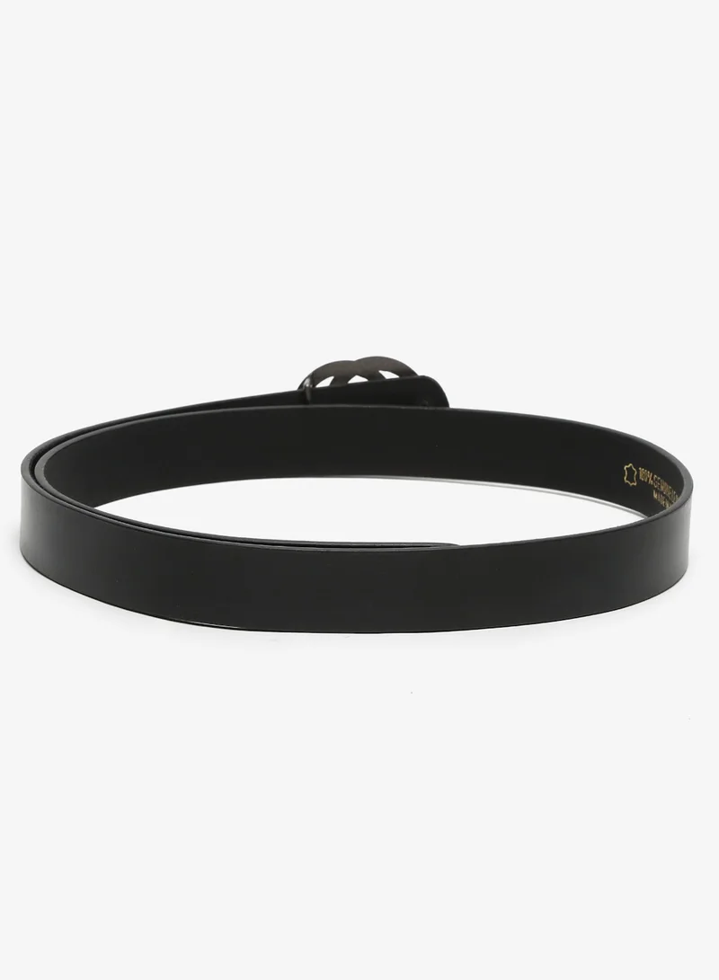 TEAKWOOD Genuine Leather Women Black Belt One Size 27-38 inches