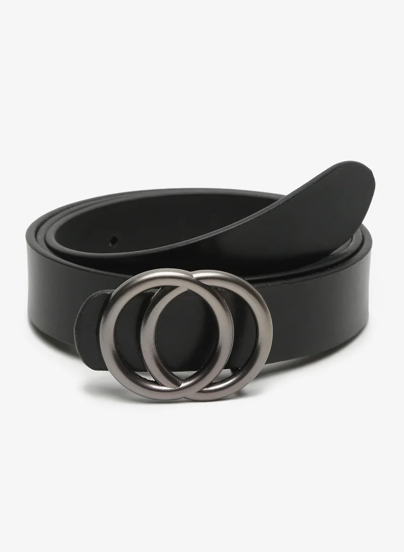 TEAKWOOD Genuine Leather Women Black Belt One Size 27-38 inches