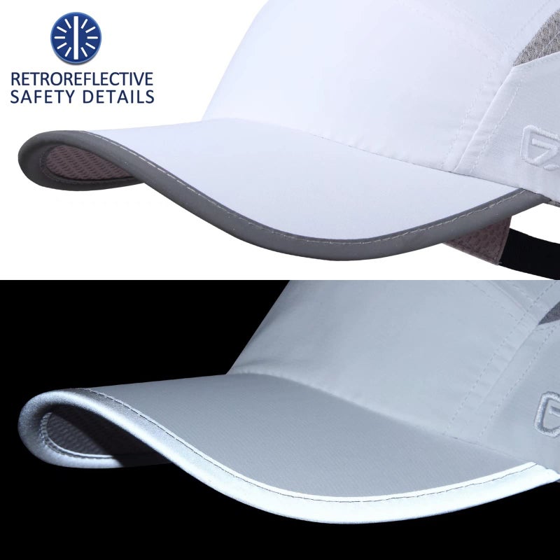 GADIEMKENSD Womens Hats Baseball Cap UPF 50+ Sun Quick Dry Lightweight Breathable Trucker Hat Outdoor Hiking Fishing Run Golf Sports A Dad Mesh Hats Reflective Running Hat Ponytail for Women White - Image 5