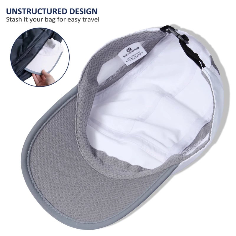 GADIEMKENSD Womens Hats Baseball Cap UPF 50+ Sun Quick Dry Lightweight Breathable Trucker Hat Outdoor Hiking Fishing Run Golf Sports A Dad Mesh Hats Reflective Running Hat Ponytail for Women White - Image 4