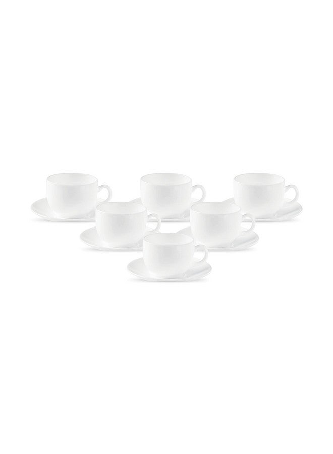 Diva From La Opala Plain White Opalware Cup & Saucer Set Iris, 6 Pcs, White, 160 Milliliter - 180 Ml - Image 1