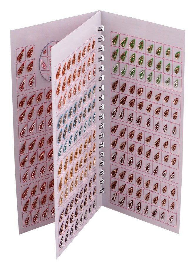 THANUS CRAFT THANU'S CRAFT Multicolor Teardrop Tilak Design Diamond Stone Bindi Kumkum Sticker Tikli Bindi Book for Women (372 Tilak Bindi Book) - Image 1