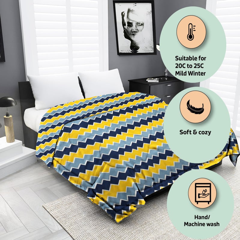 IVAZA IVAZA Premium 220 GSM Double Bed AC Comforter || Soft Cotton Quilt for All Seasons || Reversible Lightweight || Includes 1 Comforter for Double Bed (90" x 90" inch, Yellow Striped  - Image 4