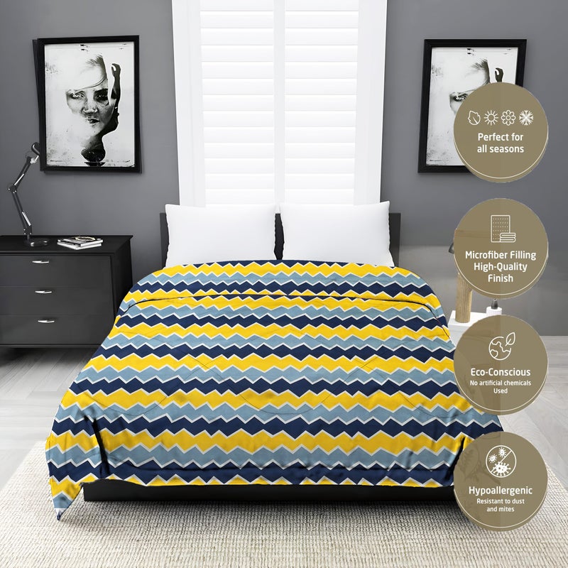 IVAZA IVAZA Premium 220 GSM Double Bed AC Comforter || Soft Cotton Quilt for All Seasons || Reversible Lightweight || Includes 1 Comforter for Double Bed (90" x 90" inch, Yellow Striped  - Image 3
