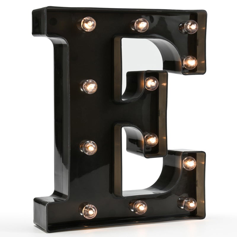 OYCBUZO Light Up Black Alphabet Marquee Letters Sign LED Marquee Number Lights Sign for Night Light Home Bar Christmas Lamp Birthday Party Wedding Decoration E - Image 1