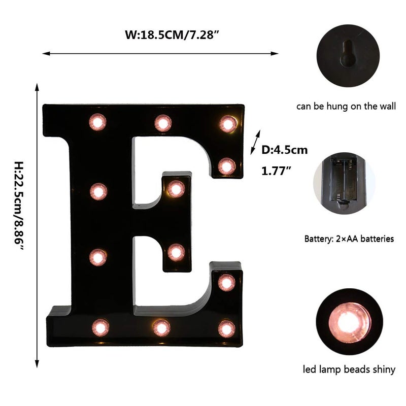 OYCBUZO Light Up Black Alphabet Marquee Letters Sign LED Marquee Number Lights Sign for Night Light Home Bar Christmas Lamp Birthday Party Wedding Decoration E - Image 5