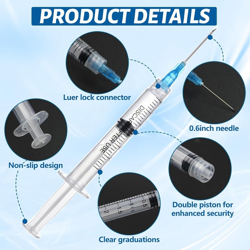 GOWTX 30 Pieces 3 ml Disposable Syringe - Plastic Syringe Set, Suitable for Scientific Experiments, Pet Husbandry, Lubricant Applications, Adhesives, Liquid Separation, Oil Filling - Image 3