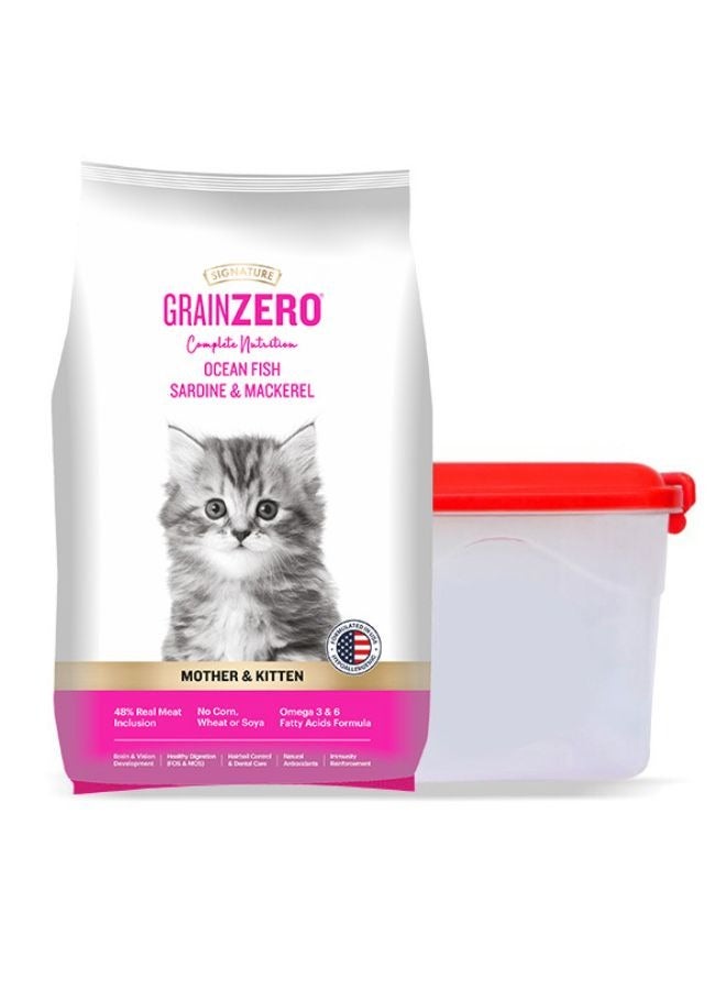 Grain Zero طعام جاف للقطط الصغيرة من سمك السردين والماكريل خالي من الحبوب مع حاوية مجانية - Image 1