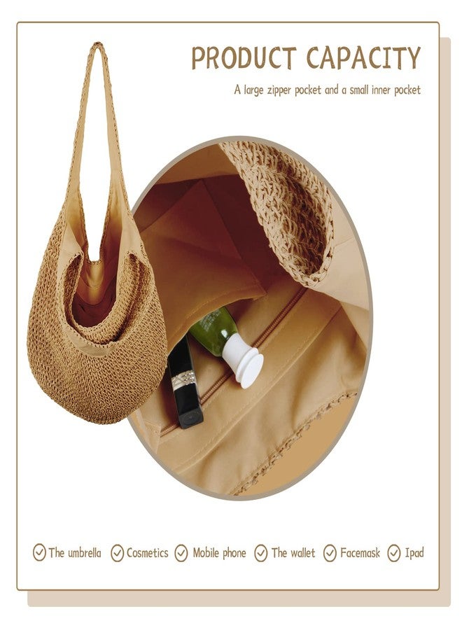 KUANG! Women Large Straw Rattan Beach Tote Bag Hobo HandBags Handle Summer Handwoven Straw Purse - Image 5
