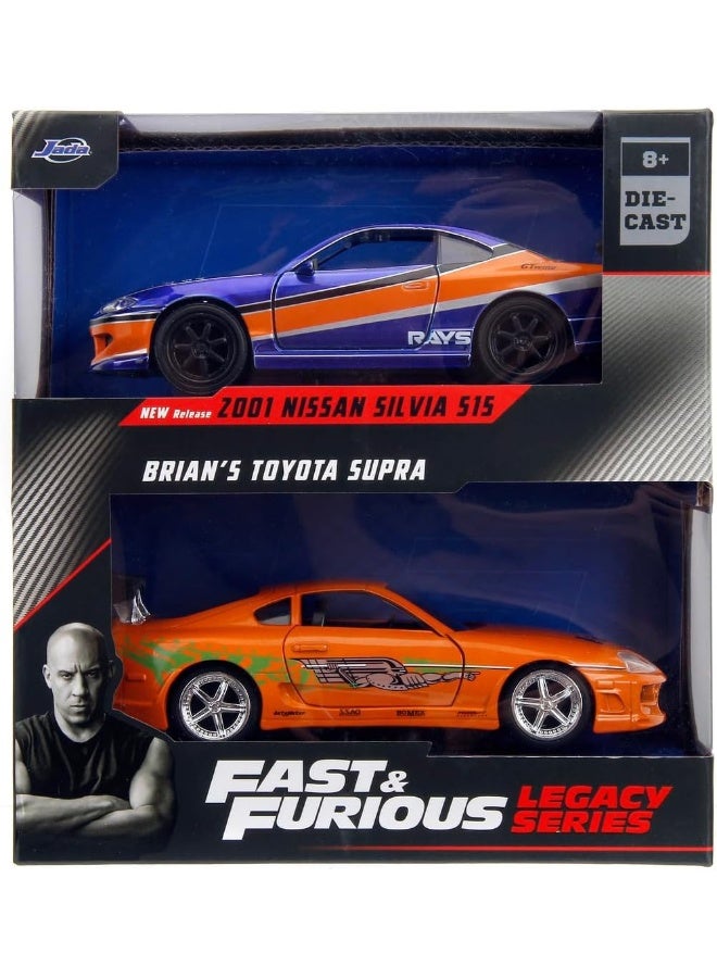 Jada Fast & Furious Twin Pack Model Car Set 2001 Nissan Silvia S15 & Brian's Toyota Supra (1:32) - Image 2