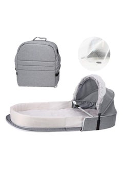 Gonice Gonice 4 in 1 Portable Bassinet, Foldable Baby Bed, Infant Sleeper with Awning and Mosquito Net (Grey)  - Image 1