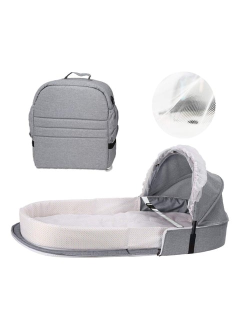 Gonice 4 in 1 Portable Bassinet, Foldable Baby Bed, Infant Sleeper with Awning and Mosquito Net (Grey)
