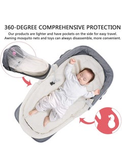 Gonice Gonice 4 in 1 Portable Bassinet, Foldable Baby Bed, Infant Sleeper with Awning and Mosquito Net (Grey)  - Image 4