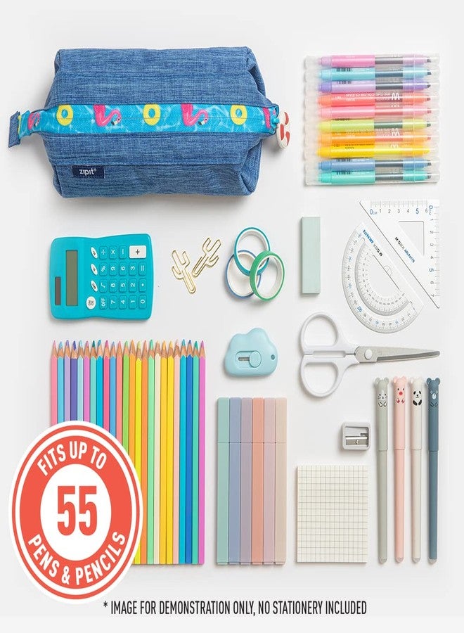 ZIPIT Lenny Pencil Case, Large Capacity Zipper Pouch for School, Stationery Bag for Teen Girls Boys and Adults, Teal - Image 4