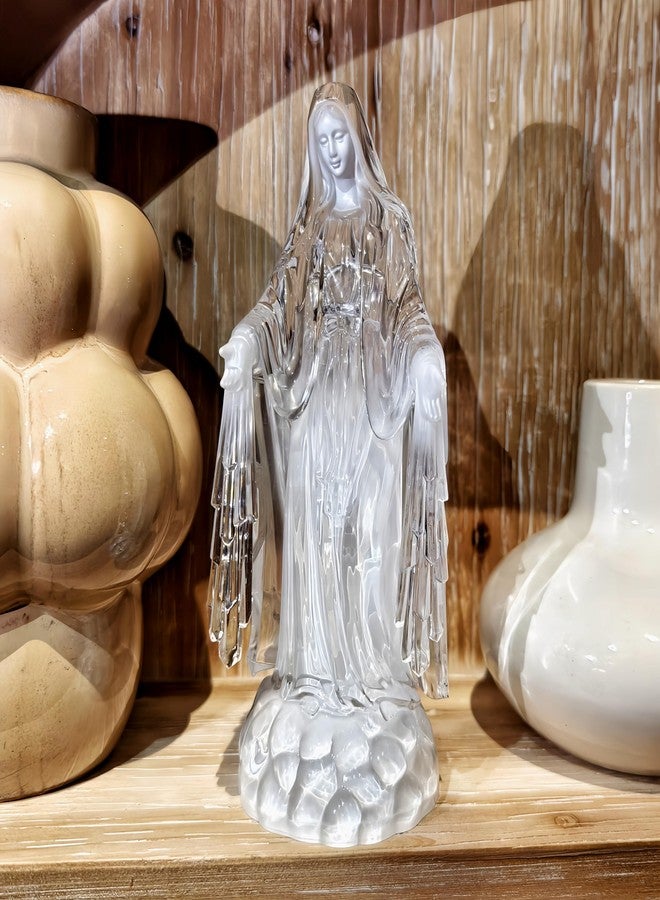 DARMOMOON Clear Acrylic Virgin Mary Figurine Statue LED Lighted Our Lady of Fatima Statue Blessed Mother Statues - Image 3