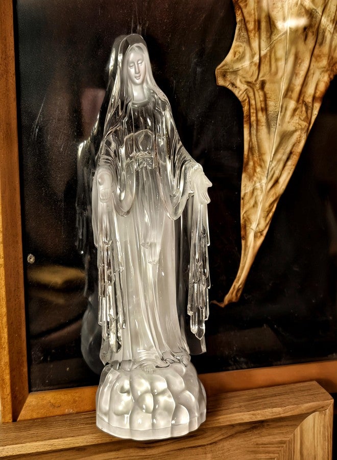 DARMOMOON Clear Acrylic Virgin Mary Figurine Statue LED Lighted Our Lady of Fatima Statue Blessed Mother Statues - Image 2