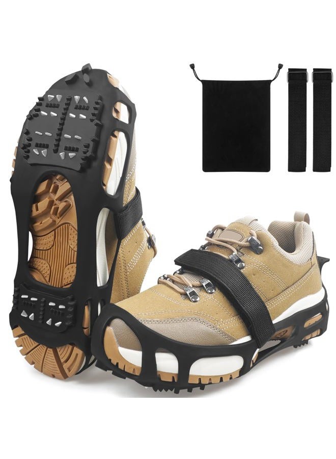SILANON Crampons Ice Snow Cleats for Shoes Boots,Walk Traction Cleats for Women Men Walking on Snow and Ice Anti Slip 24 Spike Snow Shoes Cleats - Image 1