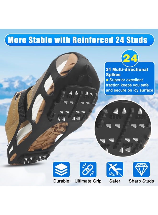 SILANON Crampons Ice Snow Cleats for Shoes Boots,Walk Traction Cleats for Women Men Walking on Snow and Ice Anti Slip 24 Spike Snow Shoes Cleats - Image 3