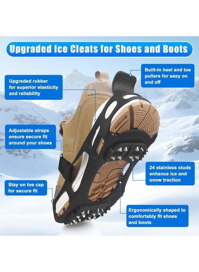 SILANON Crampons Ice Snow Cleats for Shoes Boots,Walk Traction Cleats for Women Men Walking on Snow and Ice Anti Slip 24 Spike Snow Shoes Cleats - Image 2