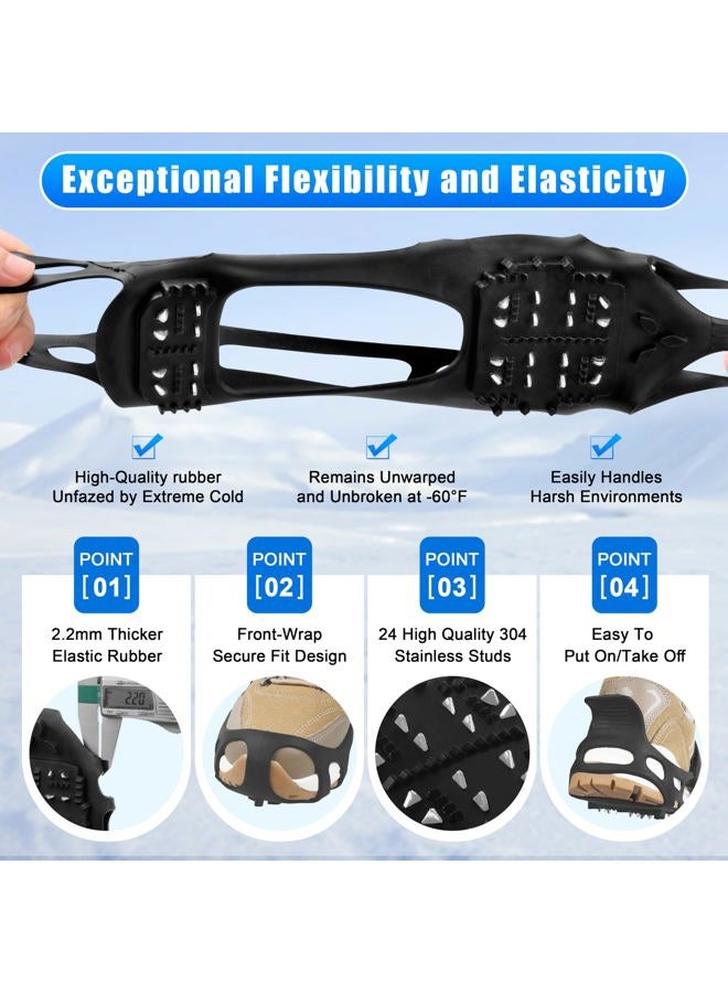 SILANON Crampons Ice Snow Cleats for Shoes Boots,Walk Traction Cleats for Women Men Walking on Snow and Ice Anti Slip 24 Spike Snow Shoes Cleats - Image 4