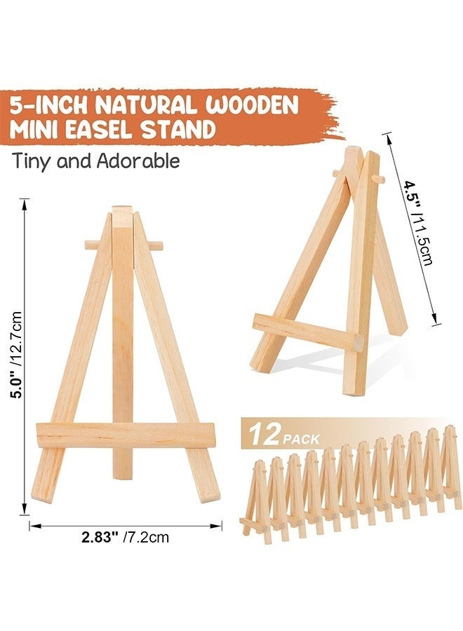 Arabest 12 Pieces Mini Wooden Easel, Desktop Small Easel, Wooden Photo Frame Tripod, Digital Oil Painting Display Mini Easel, Advertising Display Stand - Image 3