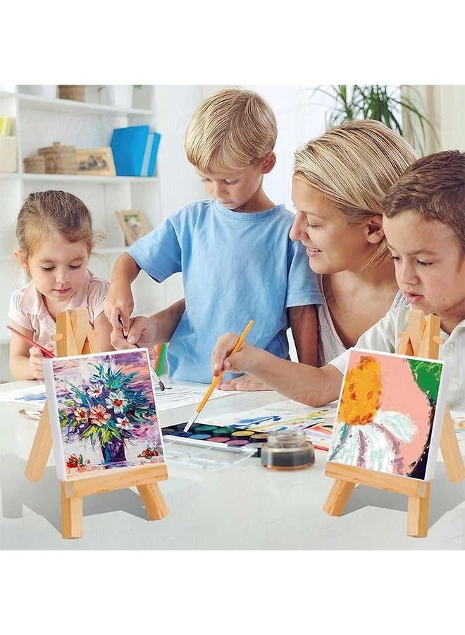Arabest 12 Pieces Mini Wooden Easel, Desktop Small Easel, Wooden Photo Frame Tripod, Digital Oil Painting Display Mini Easel, Advertising Display Stand - Image 5