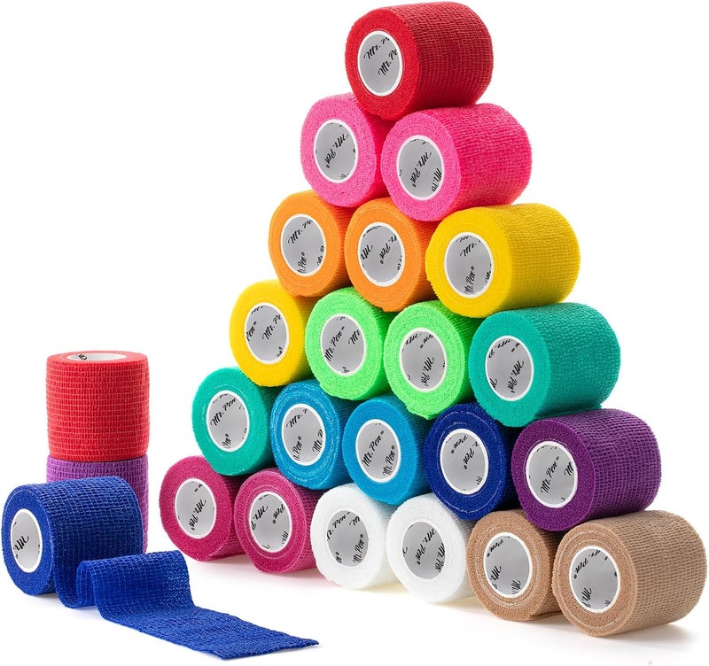 Mr. Pen Mr Pen Self Adhesive Bandage Wrap 24 Pack Colorful 2 x 5 Yards Adhesive Bandages Cohesive Bandage Medical Wrap Elastic Bandage Wrap Bandage Tape Self Sticking Bandage Wrap - Image 1
