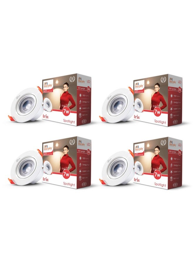 Murphy 7W IRIS LED Spot Round Panel Conceal Box Down Light(Pack of 4, Warm White) - Image 1