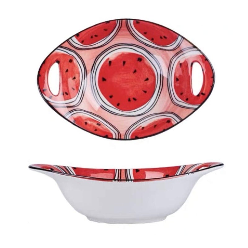 TOMATUS Ceramic Watermelon Pattern Microwave and Dishwasher Safe Bowl Assorted Colour and Design - Image 1