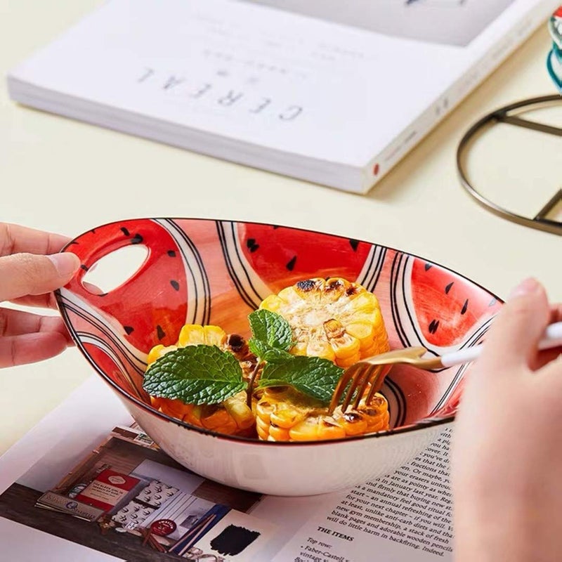 TOMATUS Ceramic Watermelon Pattern Microwave and Dishwasher Safe Bowl Assorted Colour and Design - Image 3